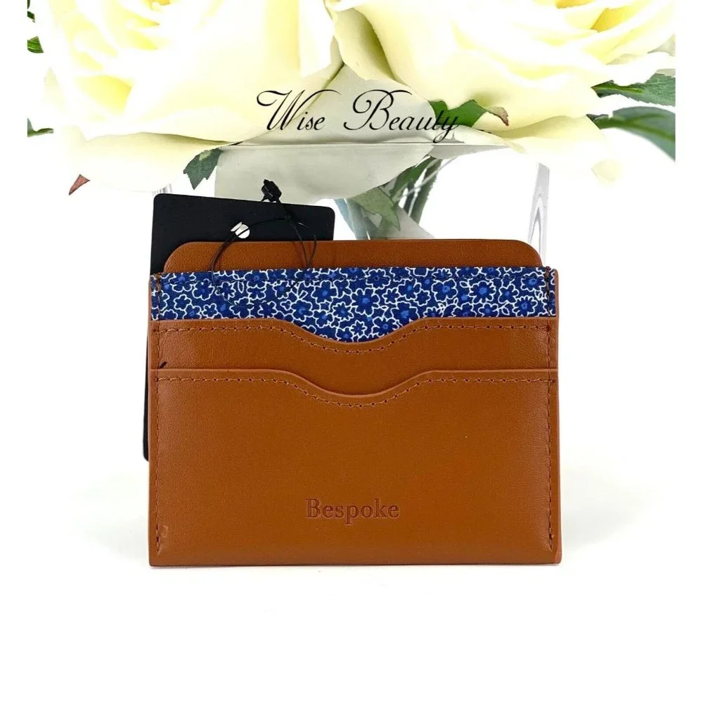 Bespoke Unisex Tan Leather Card Holder Wallet Leather NEW MSRP $30